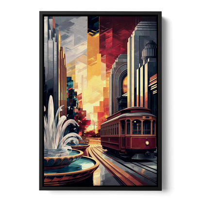 Kansas City Cultural Icons Front - Black Canvas Wall Art