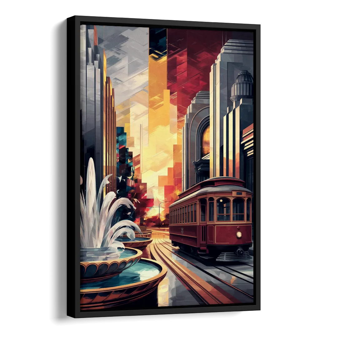 Kansas City Cultural Icons Side - Black Canvas Wall Art