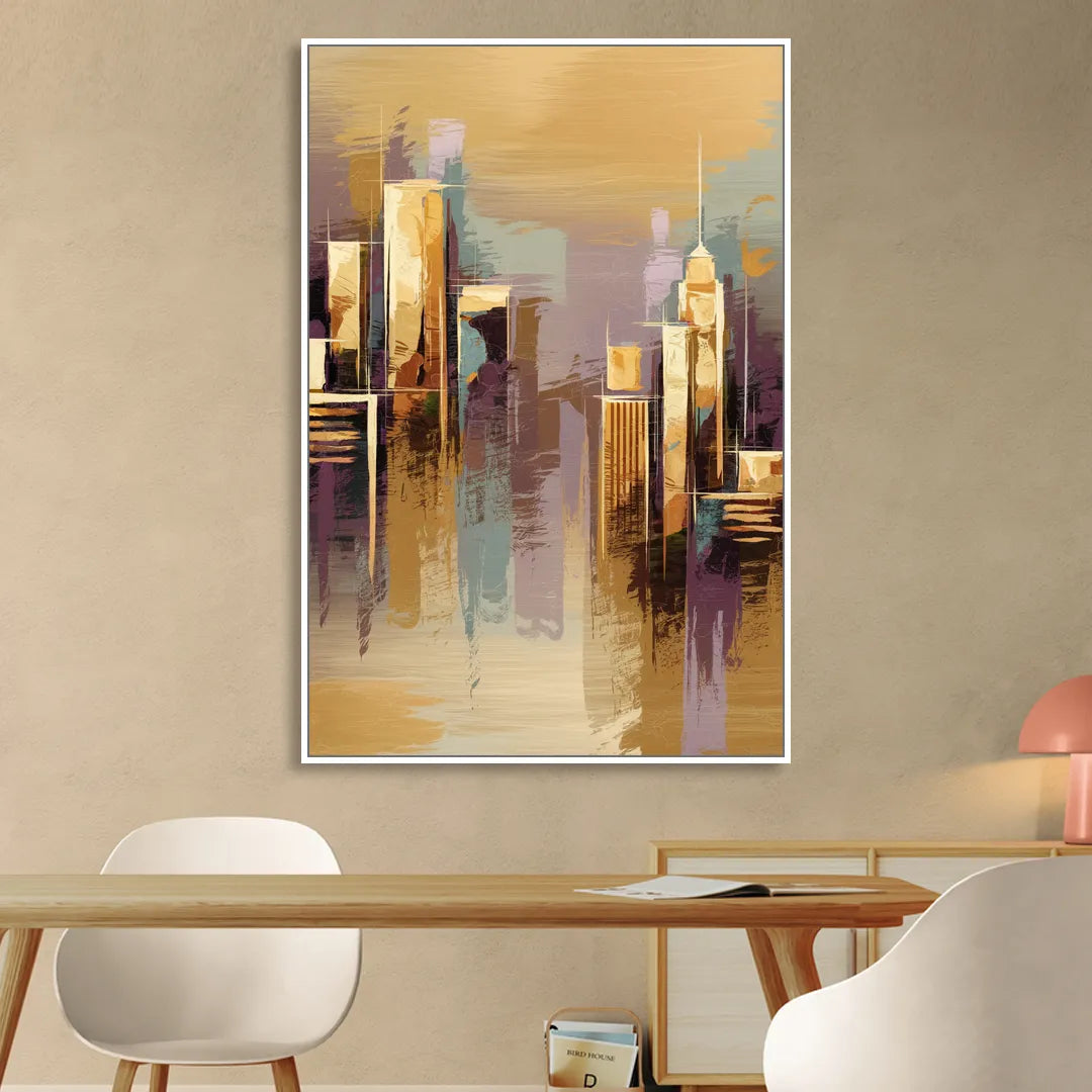 Kansas City Downtown Panorama Living Room - White Canvas Wall Art
