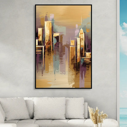 Kansas City Downtown Panorama Living Room - Black Canvas Wall Art