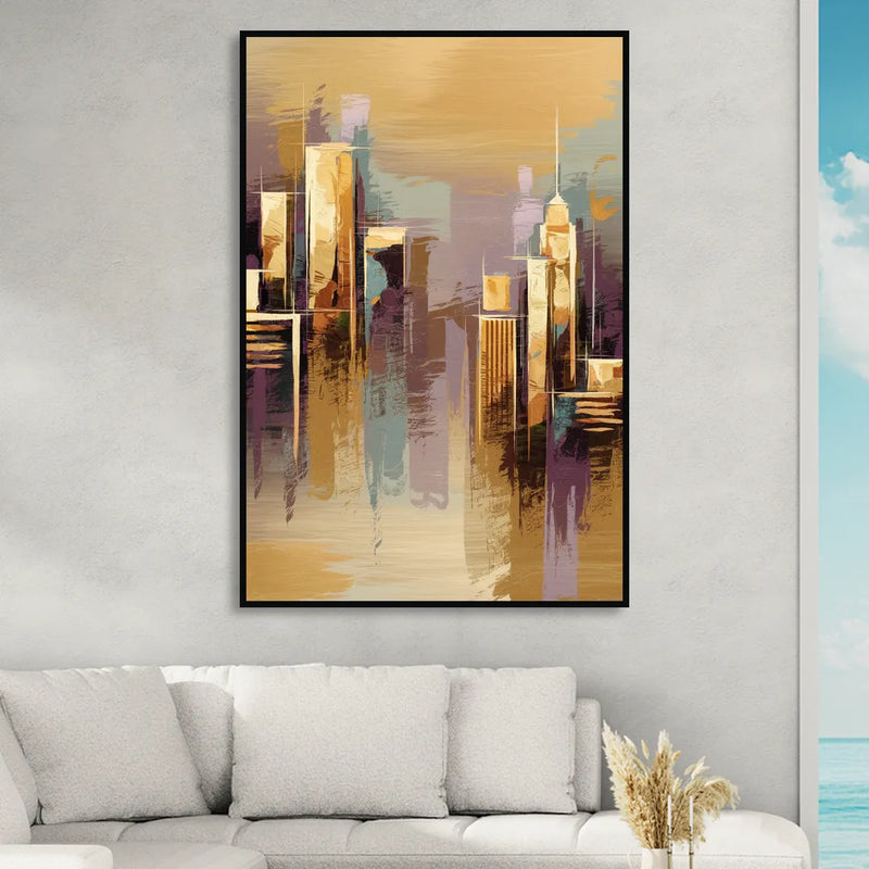 Kansas City Downtown Panorama Living Room - Black Canvas Wall Art