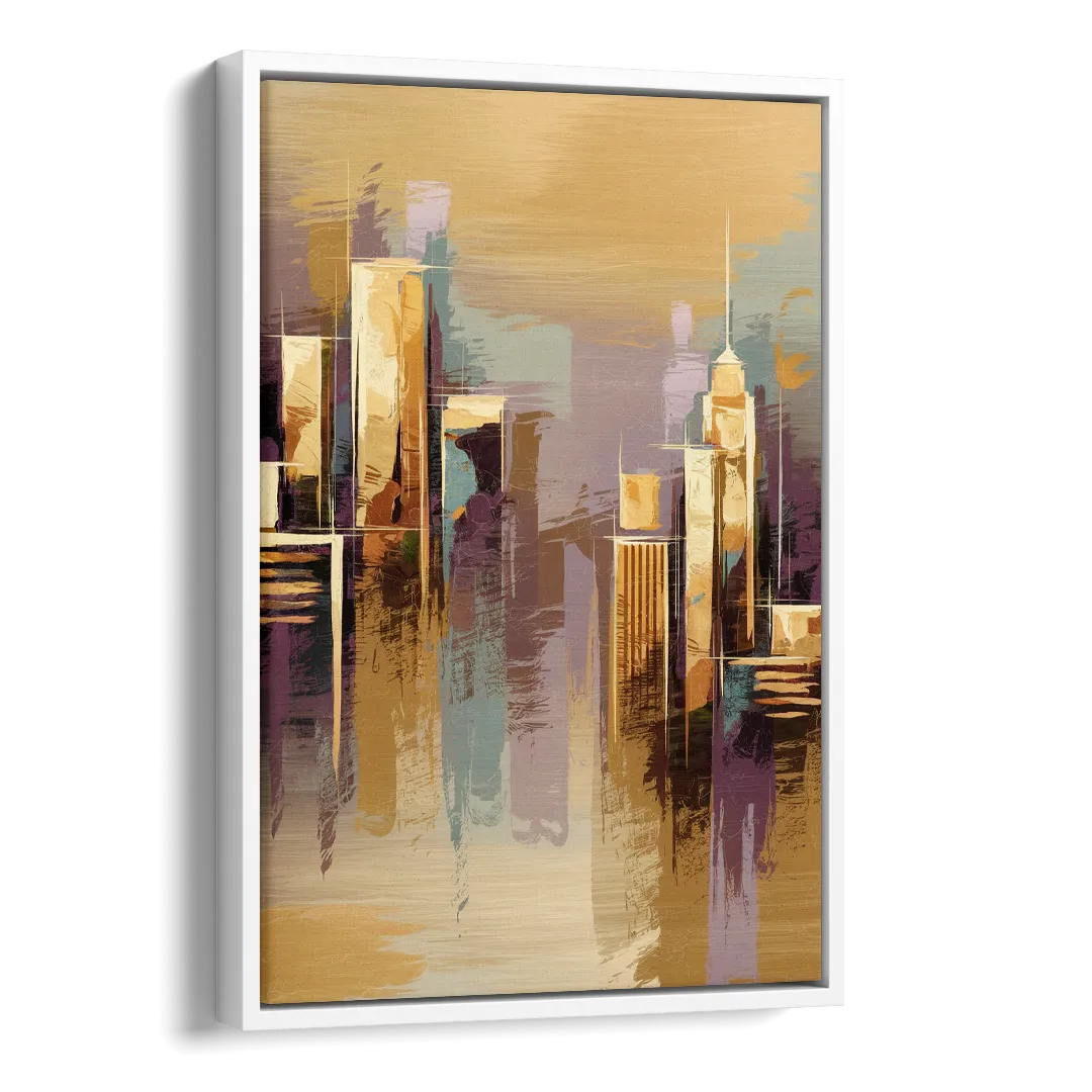 Kansas City Downtown Panorama Side - White Canvas Wall Art