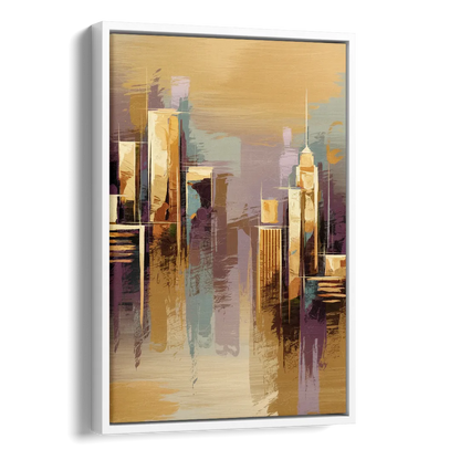 Kansas City Downtown Panorama Side - White Canvas Wall Art