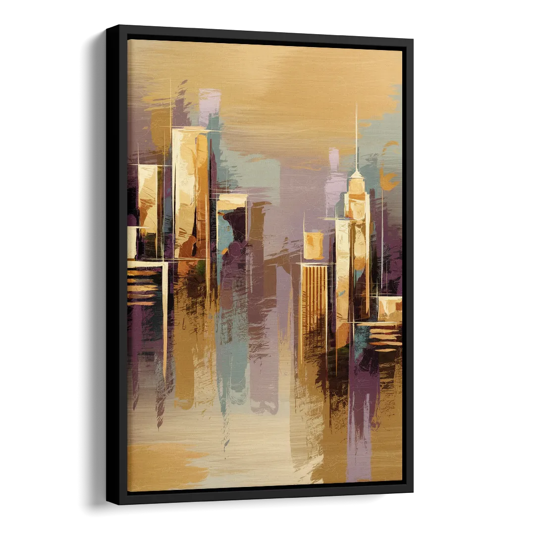 Kansas City Downtown Panorama Side - Black Canvas Wall Art