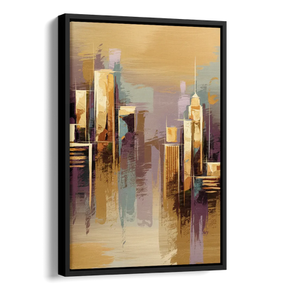 Kansas City Downtown Panorama Side - Black Canvas Wall Art