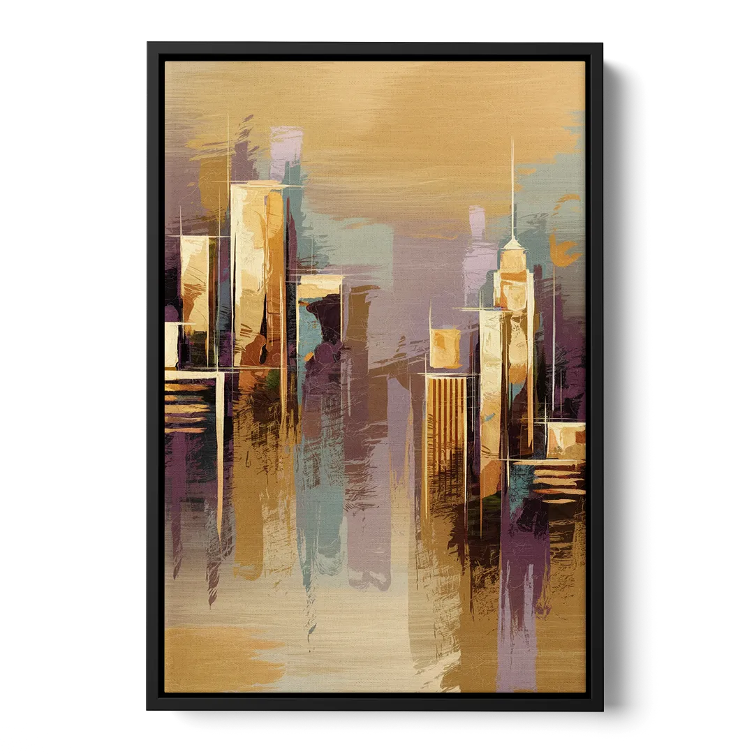 Kansas City Downtown Panorama Front - Black Canvas Wall Art