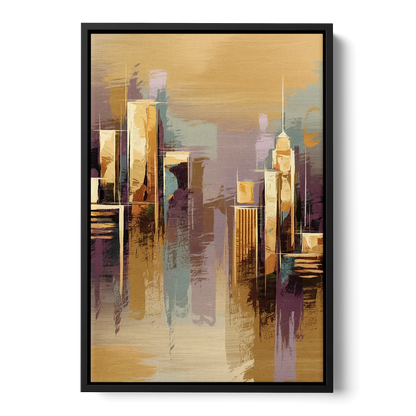 Kansas City Downtown Panorama Front - Black Canvas Wall Art