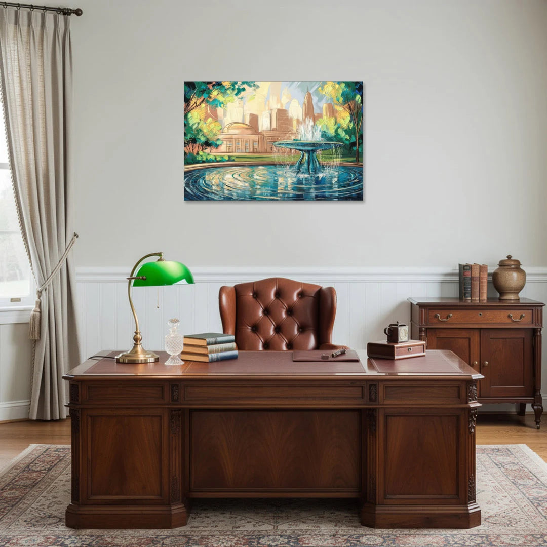Kansas City Fountains And Parks - Canvas Wall Art - Office - 36x24