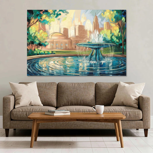 Kansas City Fountains And Parks - Canvas Wall Art - Sofa - 60x40