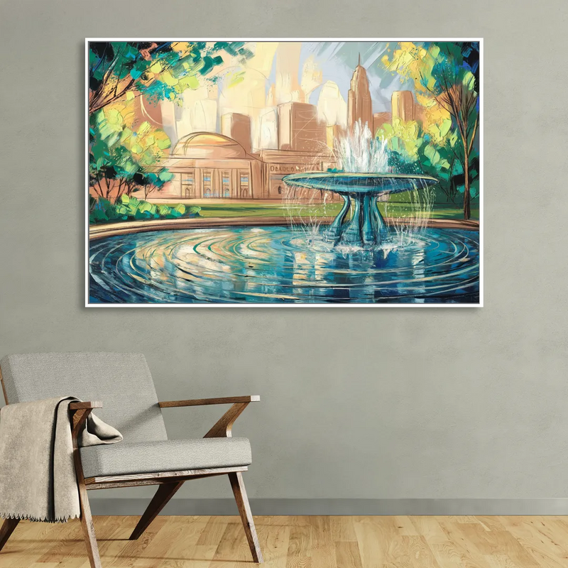 Kansas City Fountains And Parks Living Room - White Canvas Wall Art