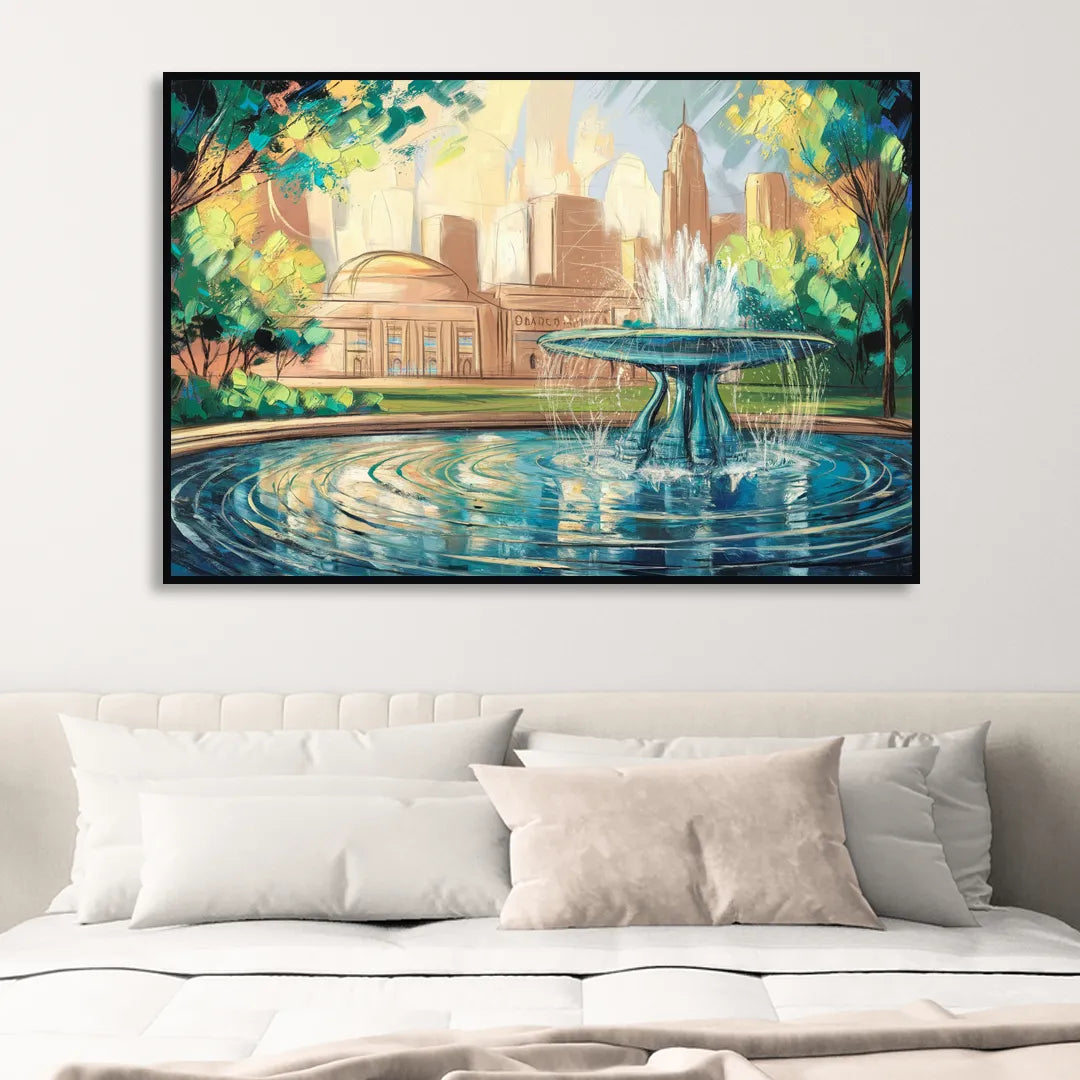 Kansas City Fountains And Parks Sitting Room - Black Canvas Wall Art