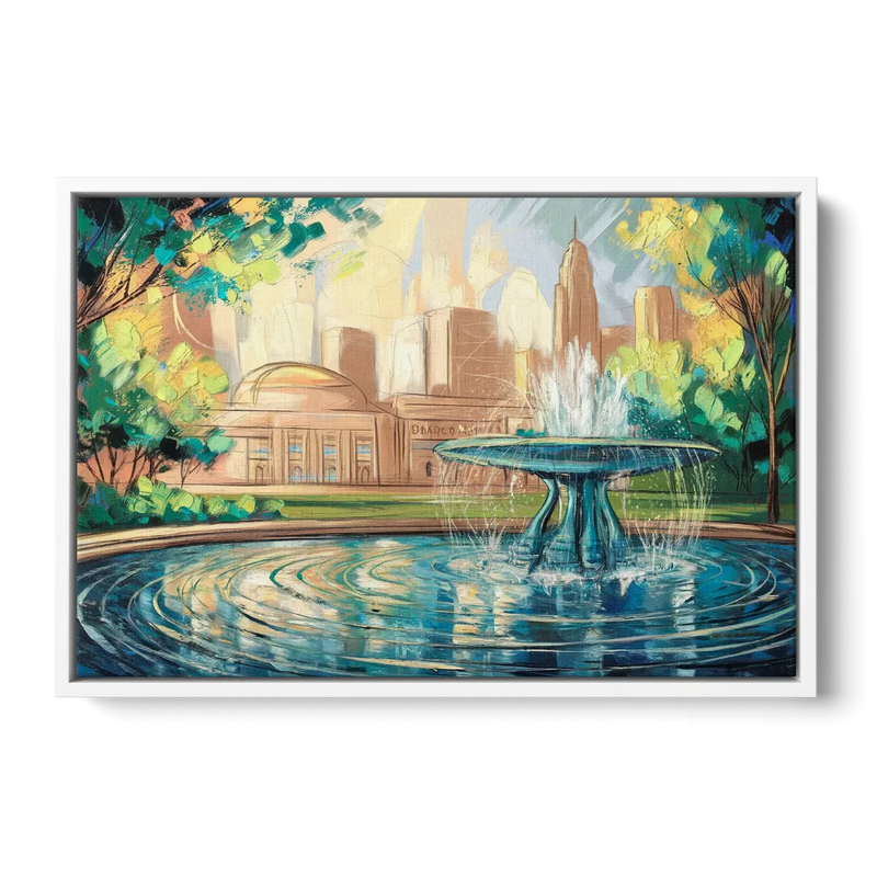 Kansas City Fountains And Parks Front - White Canvas Wall Art