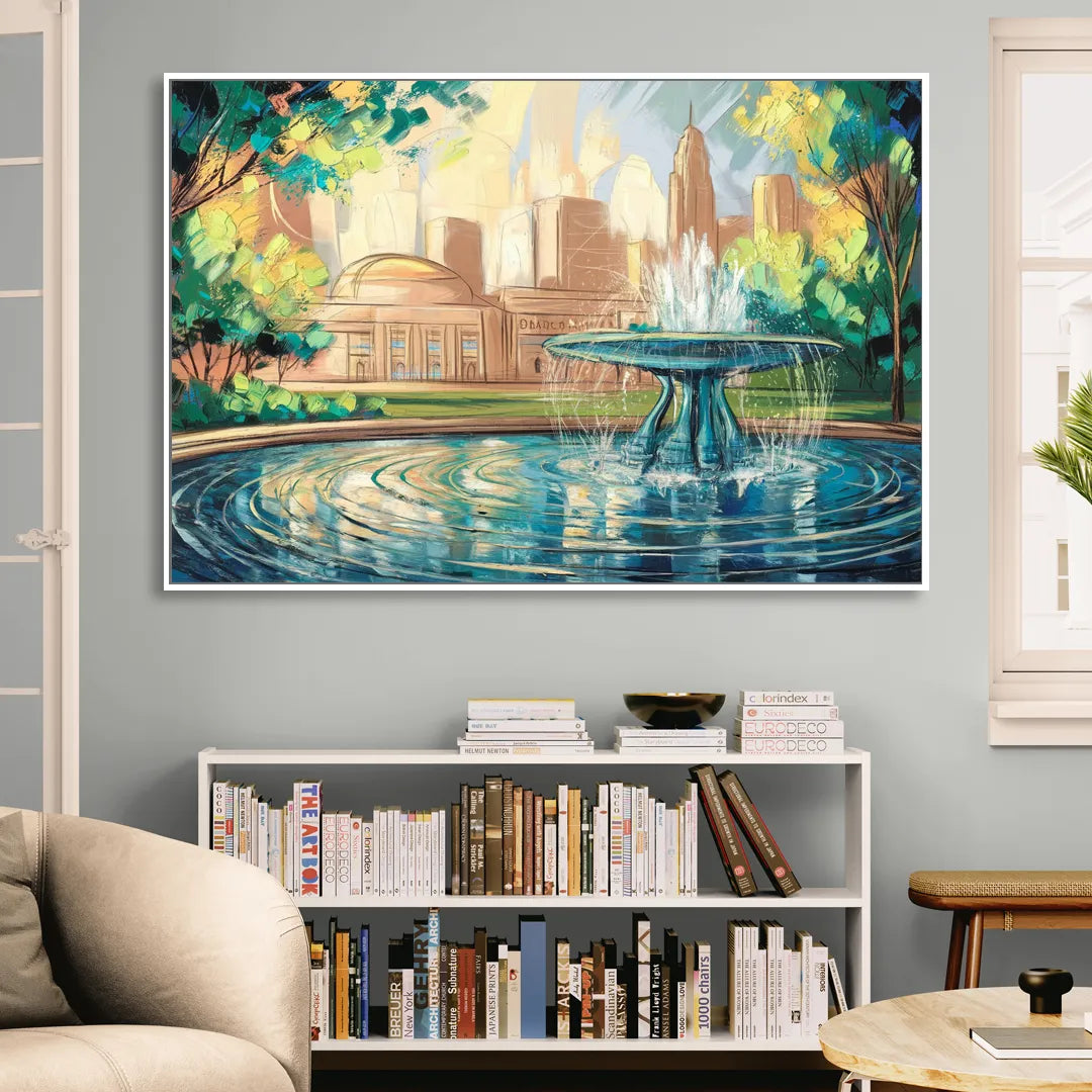 Kansas City Fountains And Parks Sitting Room - White Canvas Wall Art