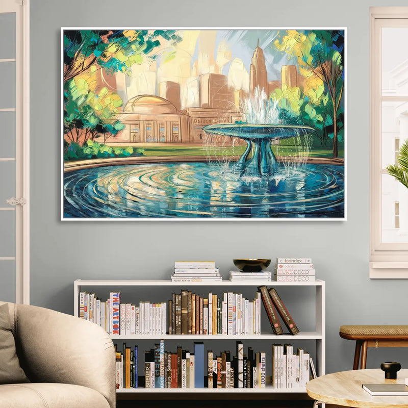 Kansas City Fountains And Parks Sitting Room - White Canvas Wall Art