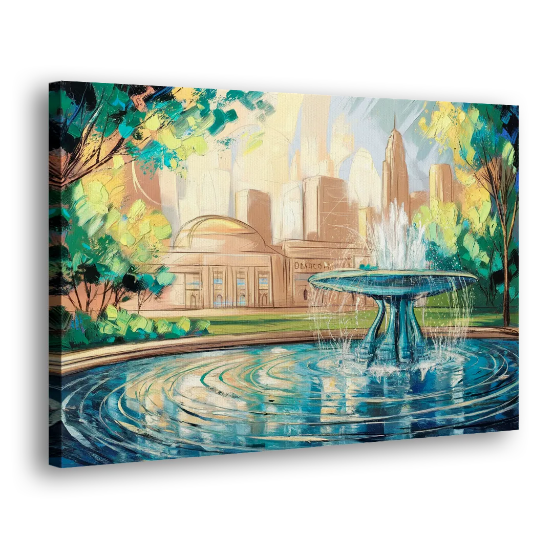 Kansas City Fountains And Parks Side - Canvas Wall Art