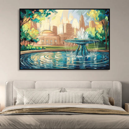 Kansas City Fountains And Parks Living Room - Black Canvas Wall Art