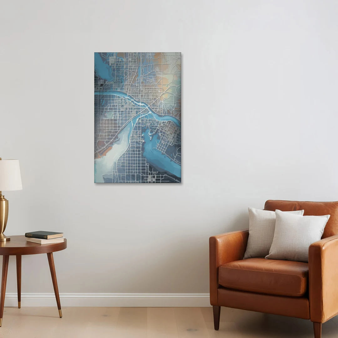Kansas City Missouri Map - Canvas Wall Art - Sofa - 24x36