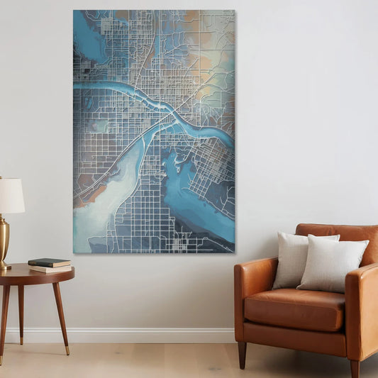 Kansas City Missouri Map - Canvas Wall Art - Sofa - 40x60