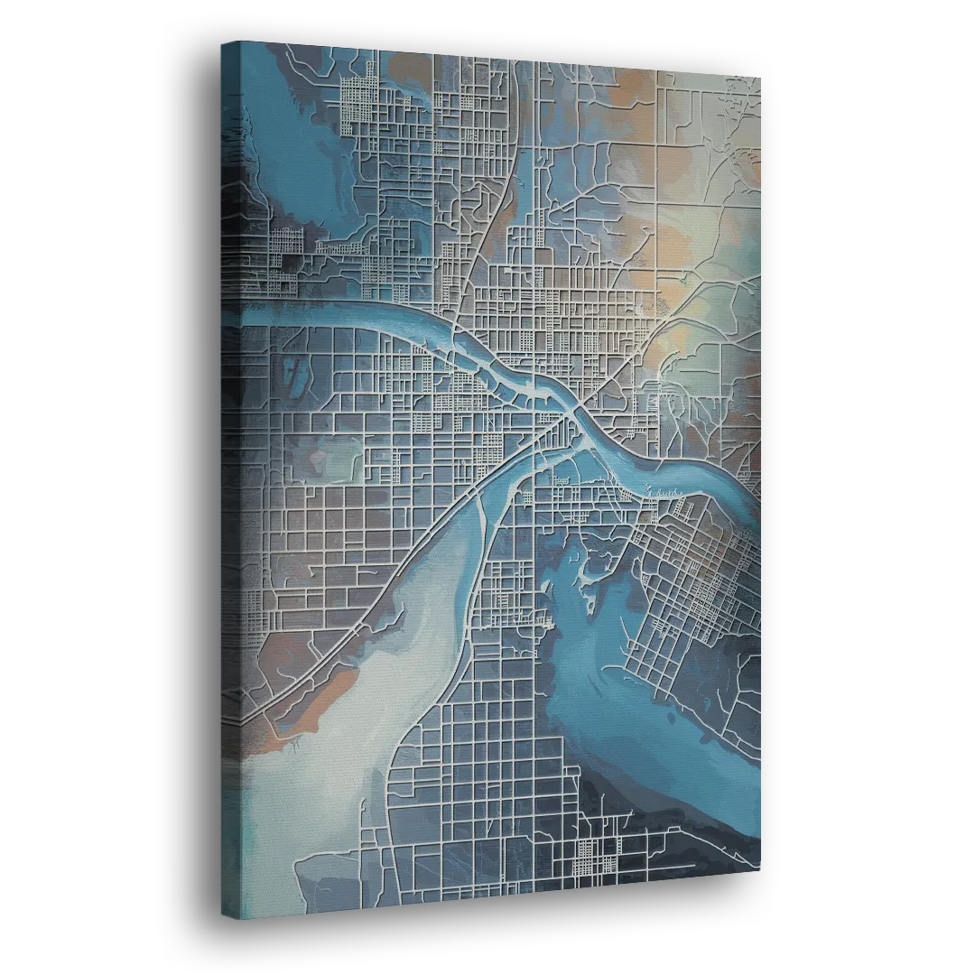Kansas City Missouri Map Side - Canvas Wall Art