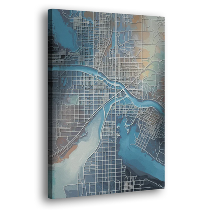 Kansas City Missouri Map Side - Canvas Wall Art