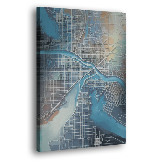 Kansas City Missouri Map Side - Canvas Wall Art