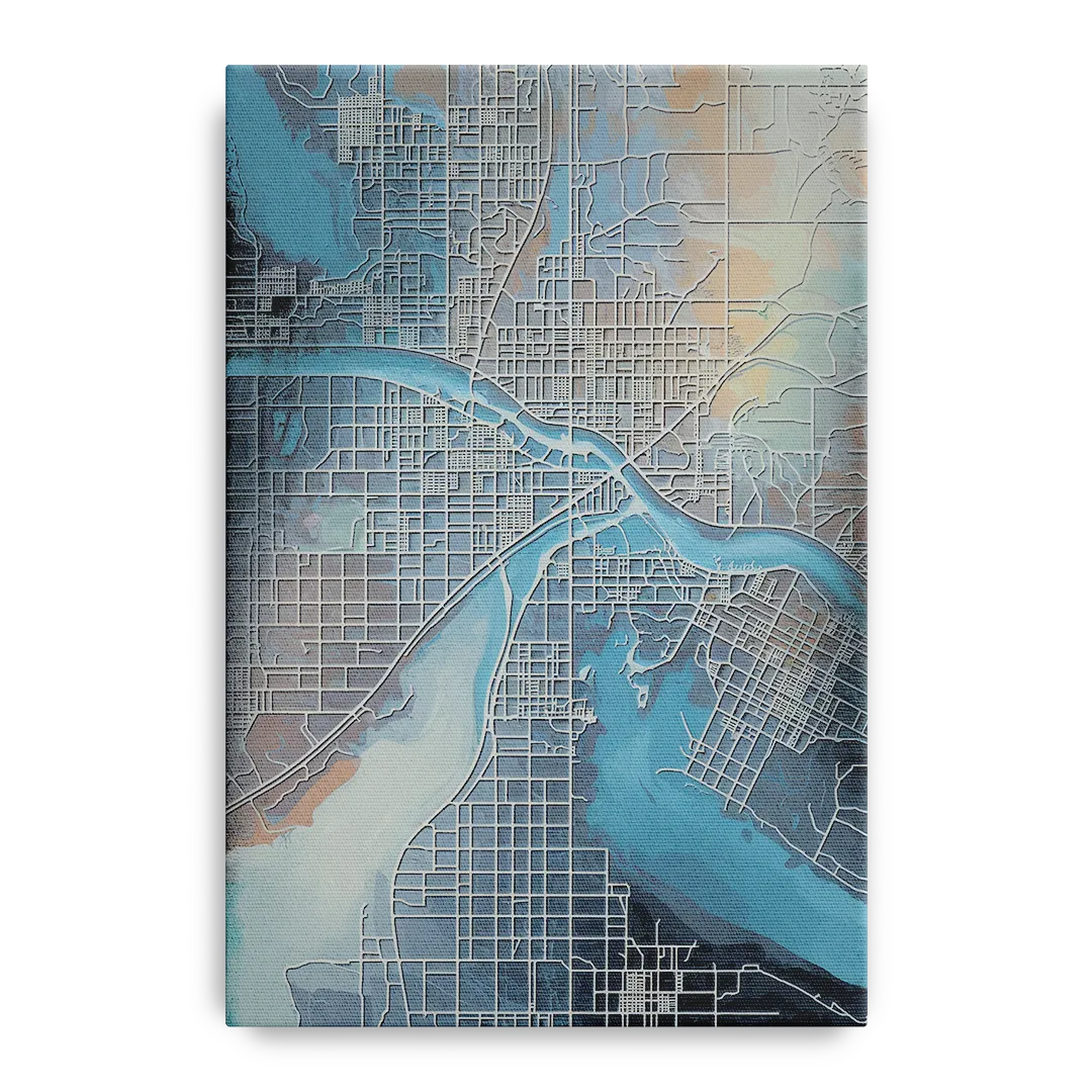 Kansas City Missouri Map Front - Canvas Wall Art