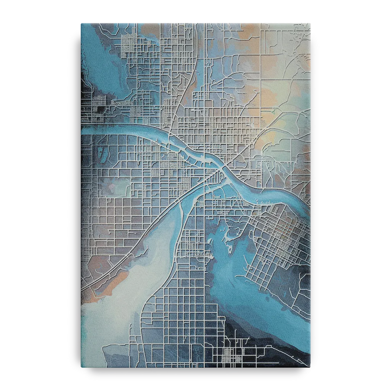 Kansas City Missouri Map Front - Canvas Wall Art