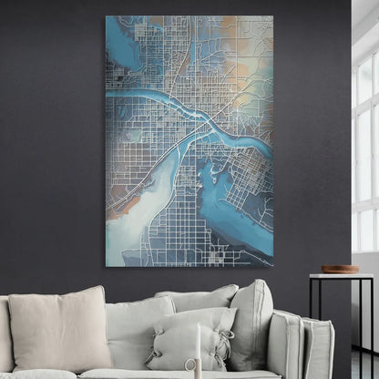 Kansas City Missouri Map Living Room - Canvas Wall Art