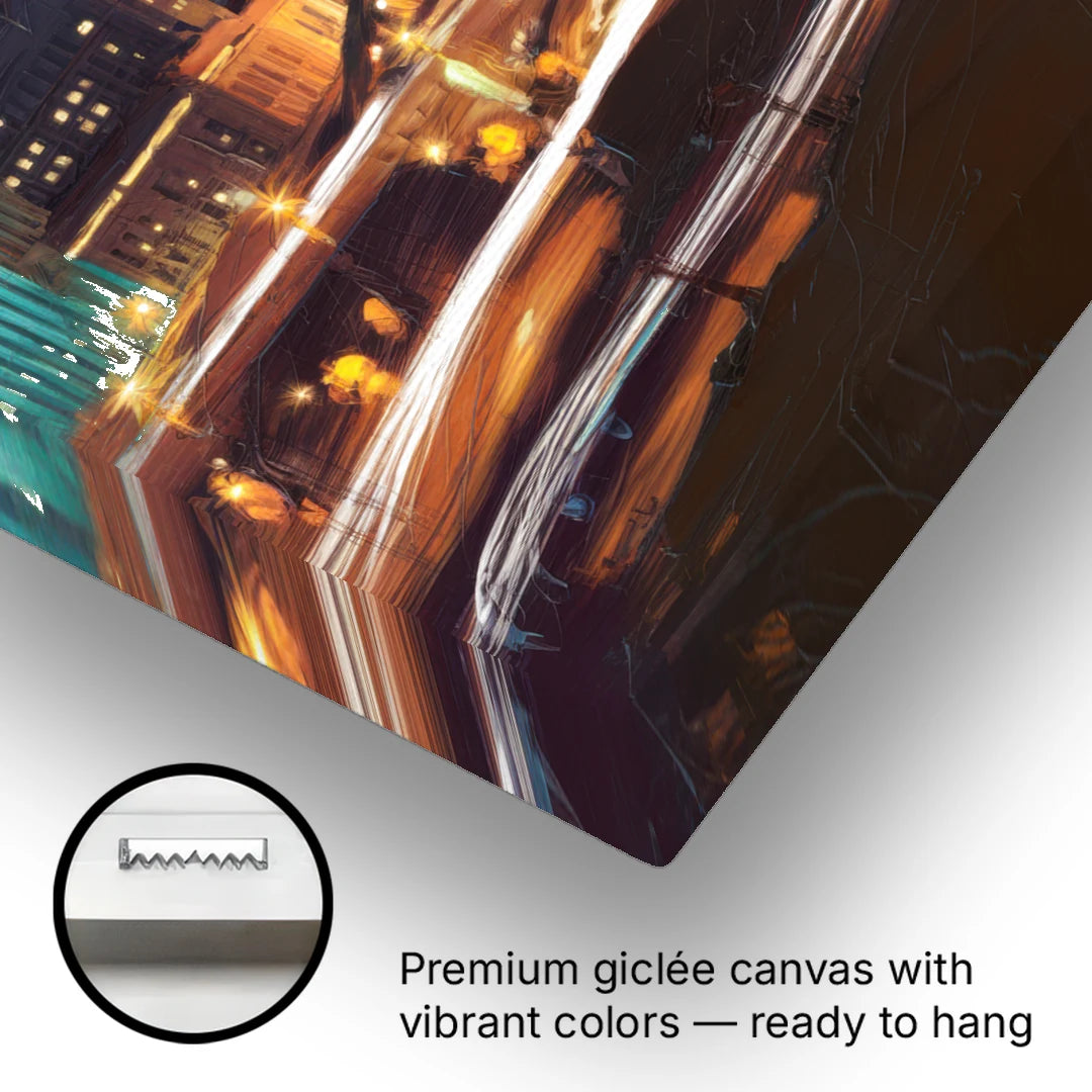 Kansas City Nighttime Skyline - Canvas Wall Art - Gallery Wrap Corner