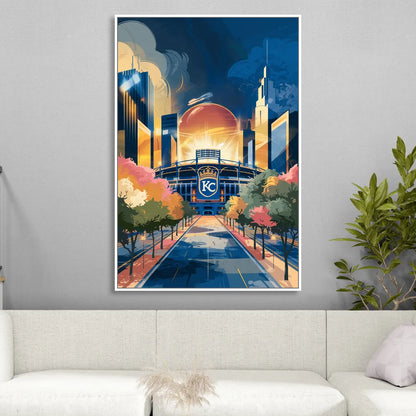 Kansas City Royals Championship Living Room - White Canvas Wall Art