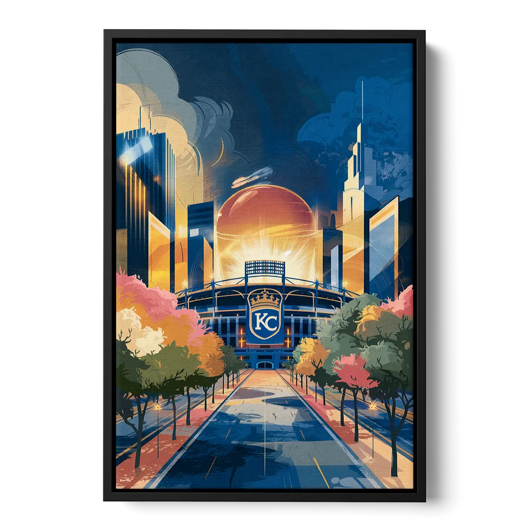 Kansas City Royals Championship Front - Black Canvas Wall Art