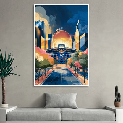 Kansas City Royals Championship Sitting Room - White Canvas Wall Art