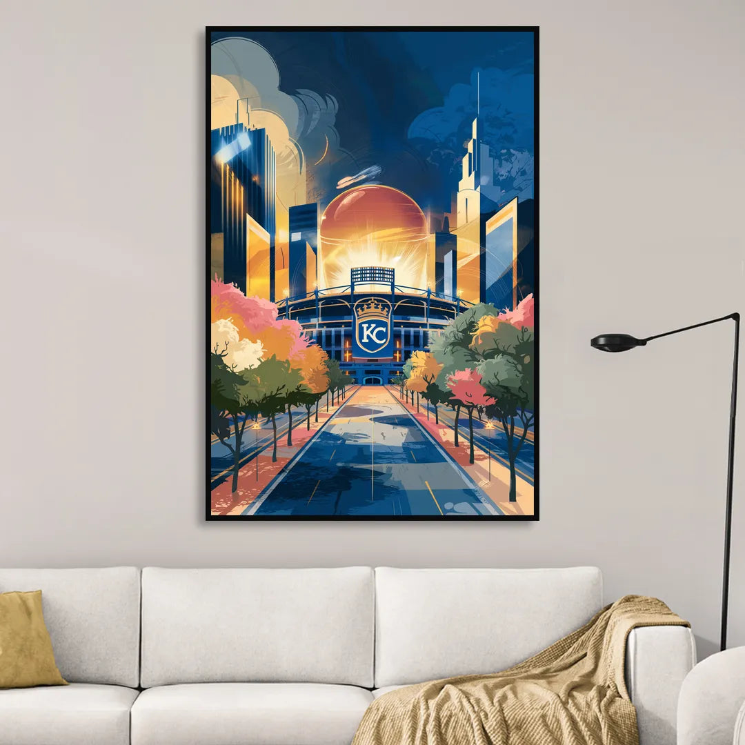 Kansas City Royals Championship Sitting Room - Black Canvas Wall Art