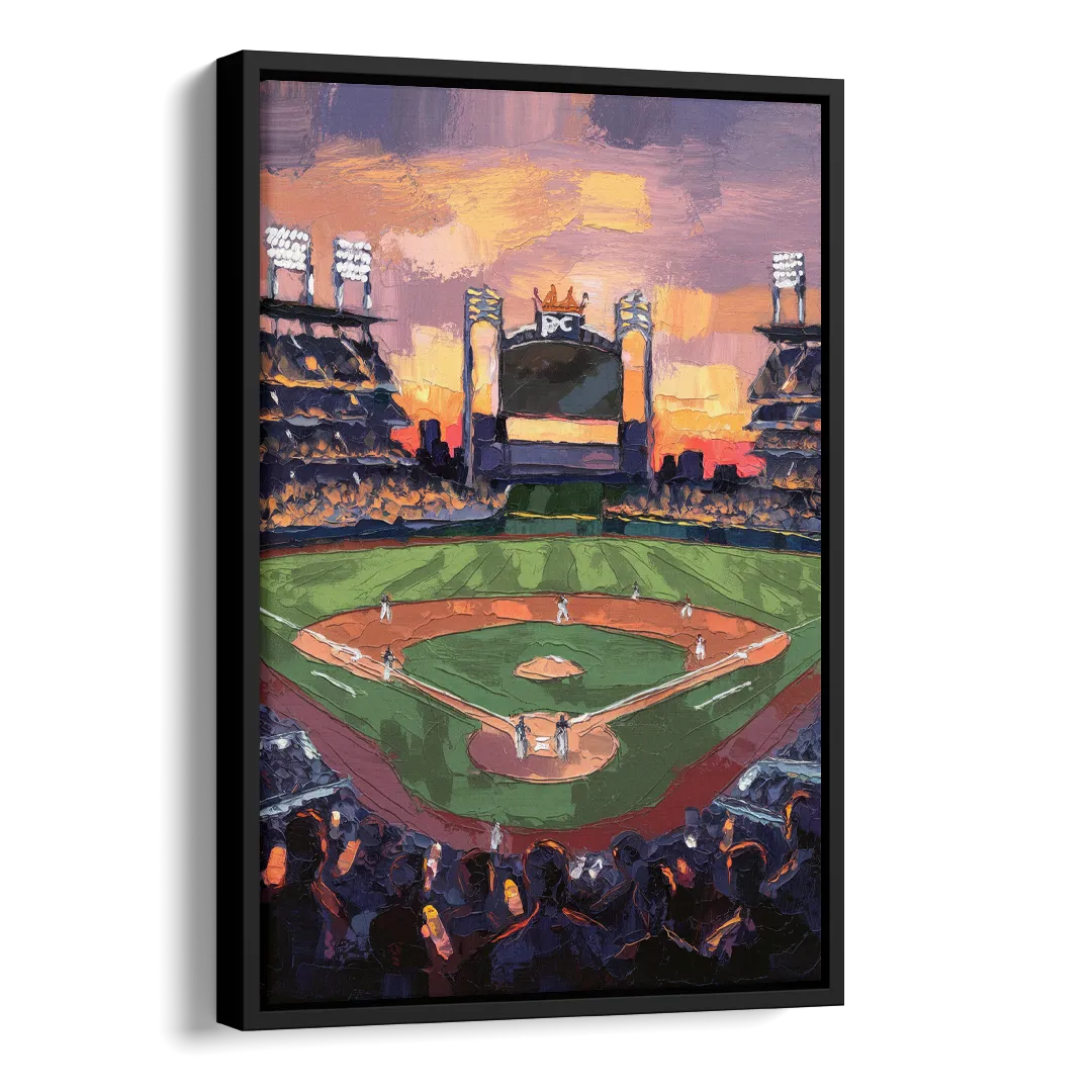 Kansas City Royals Stadium View Side - Black Canvas Wall Art