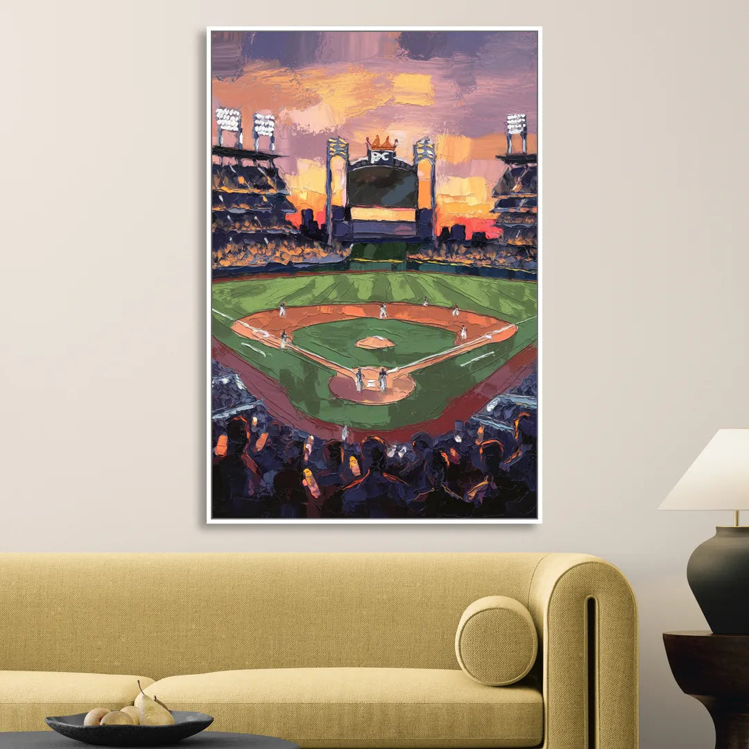 Kansas City Royals Stadium View Sitting Room - White Canvas Wall Art