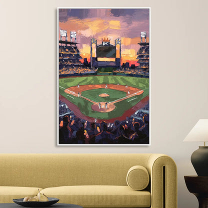 Kansas City Royals Stadium View Sitting Room - White Canvas Wall Art