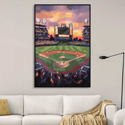 Kansas City Royals Stadium View Living Room - Black Canvas Wall Art