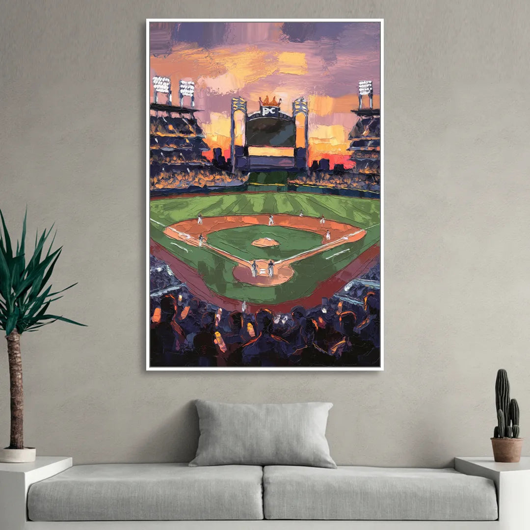 Kansas City Royals Stadium View Living Room - White Canvas Wall Art