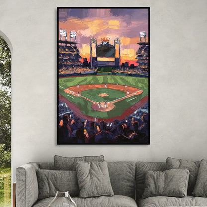 Kansas City Royals Stadium View Sitting Room - Black Canvas Wall Art
