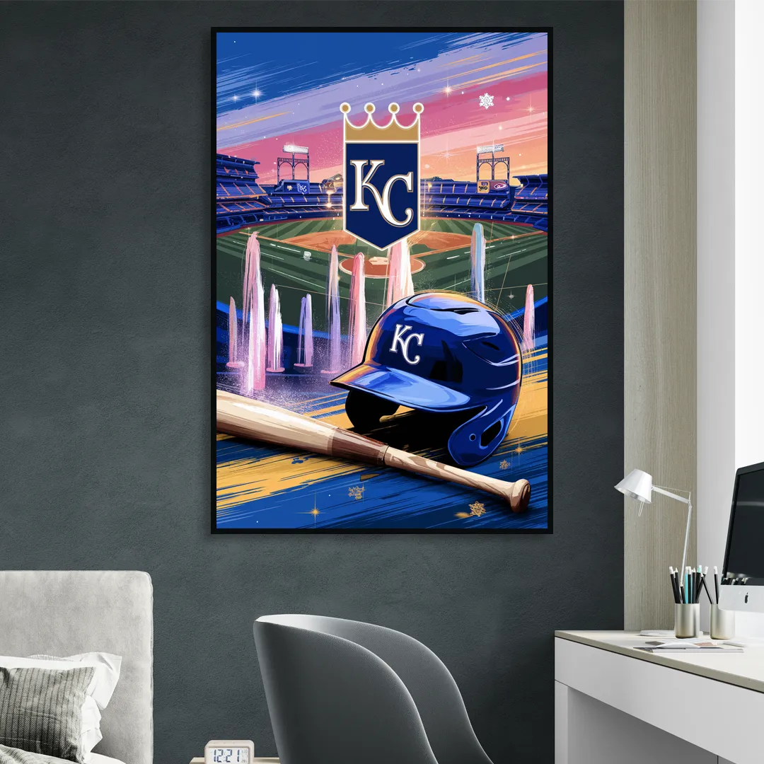 Kansas City Royals Team Spirit Sitting Room - Black Canvas Wall Art