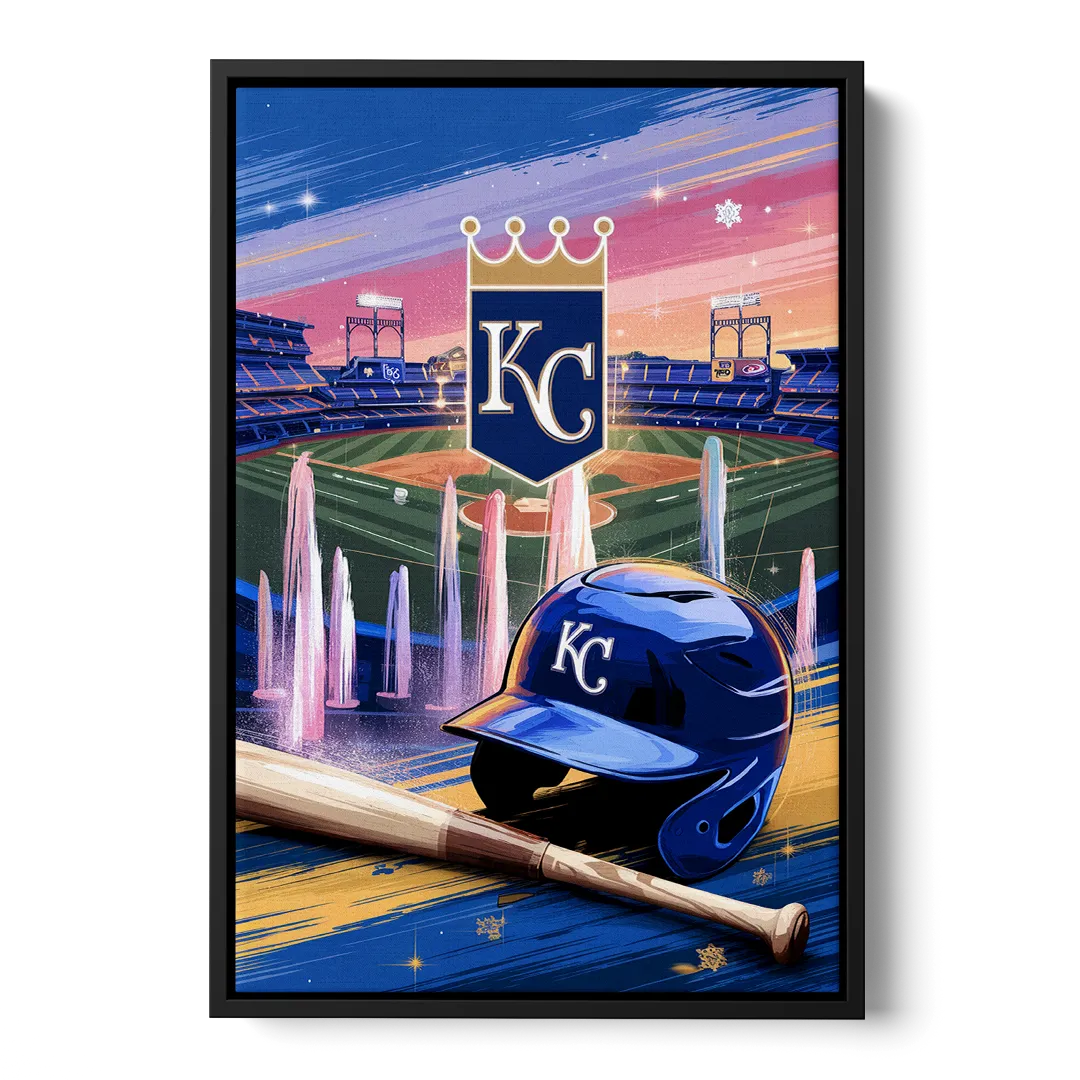 Kansas City Royals Team Spirit Front - Black Canvas Wall Art