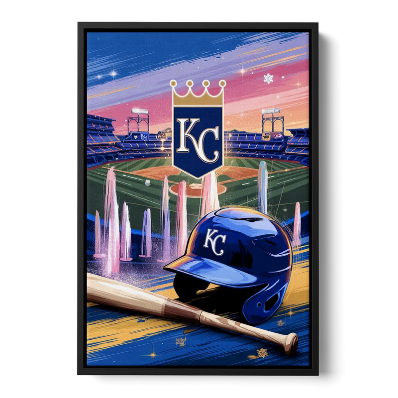 Kansas City Royals Team Spirit Front - Black Canvas Wall Art