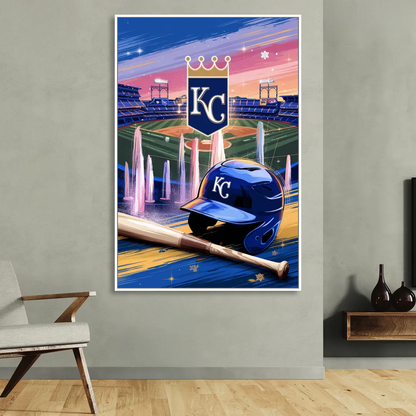 Kansas City Royals Team Spirit Sitting Room - White Canvas Wall Art