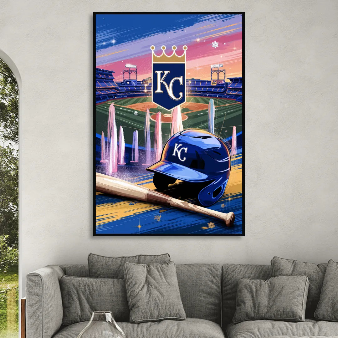 Kansas City Royals Team Spirit Living Room - Black Canvas Wall Art