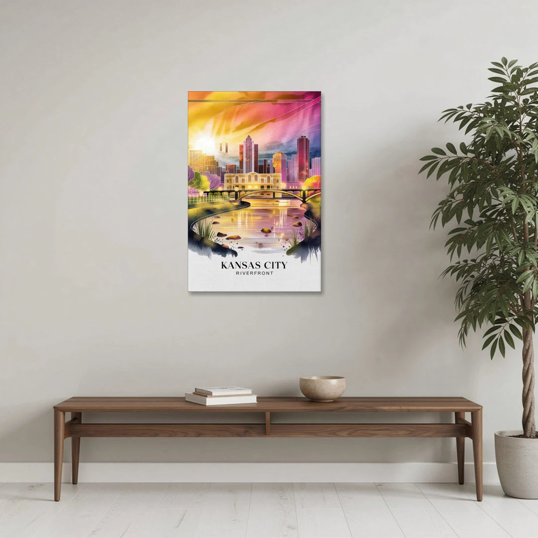 Kansas City Scenic Riverfront - Canvas Wall Art - Coffee Table - 24x36