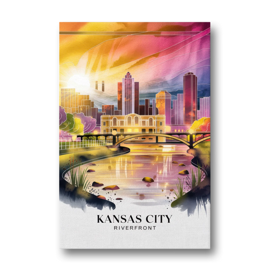 Kansas City Scenic Riverfront - Canvas Wall Art - Front