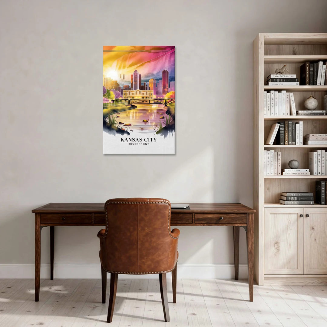 Kansas City Scenic Riverfront - Canvas Wall Art - Office - 24x36