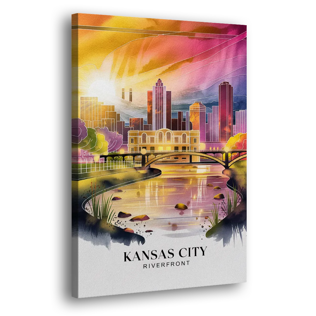 Kansas City Scenic Riverfront Side - Canvas Wall Art
