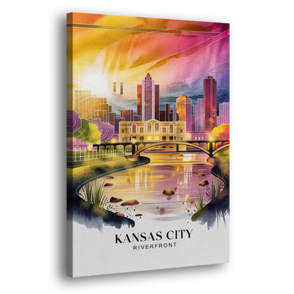 Kansas City Scenic Riverfront Side - Canvas Wall Art