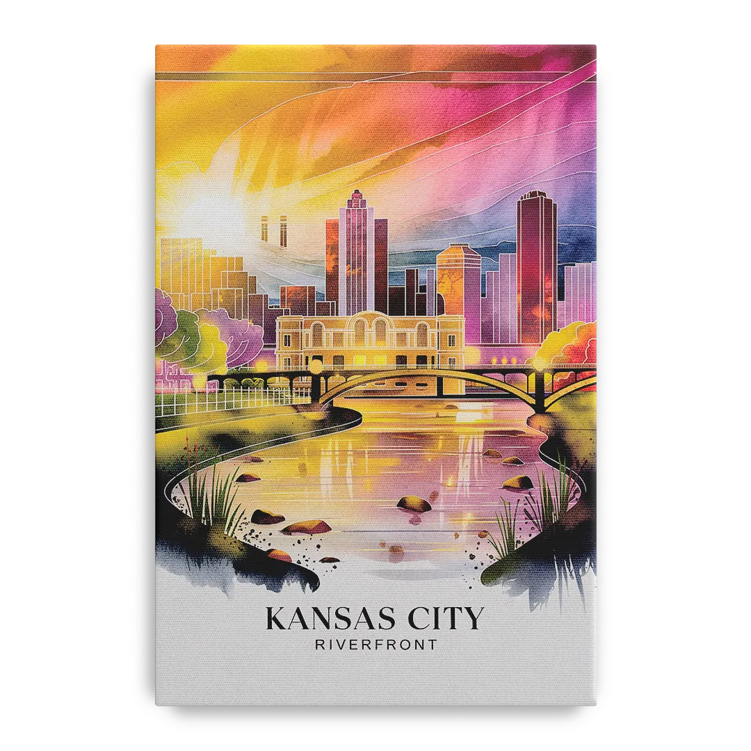 Kansas City Scenic Riverfront Front - Canvas Wall Art